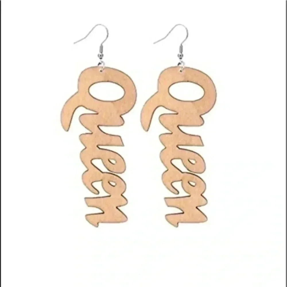 Peachy Queen Ethnic Women’s Ladies Large Wood Wooden Drop Earrings